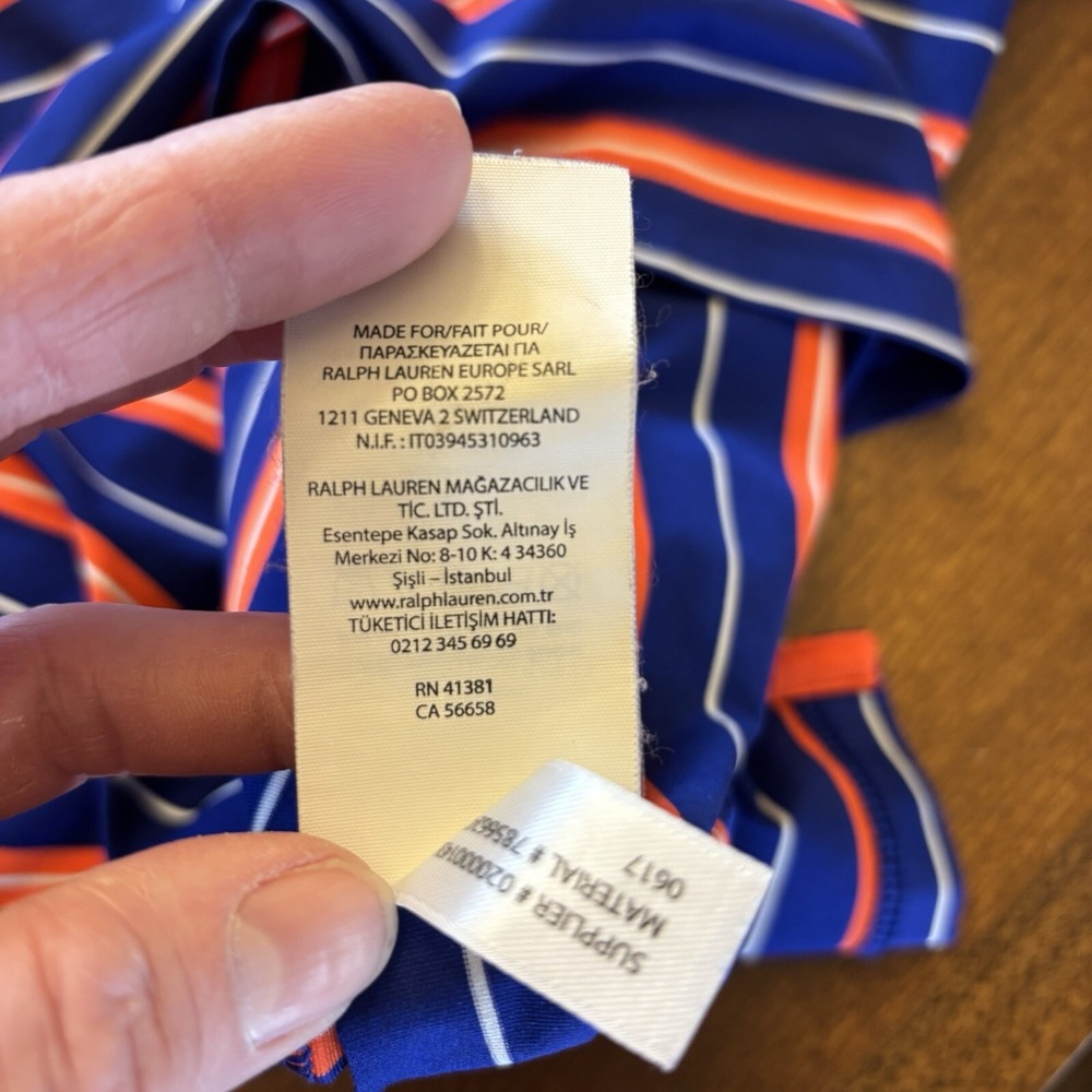 RLX Ralph Lauren Shirt Mens Large Blue OrangeStripe Performance Polo Golf Casual - Picture 8 of 13